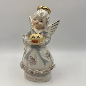VTG Lefton Napco Japan October Birthday Angel Halloween Figurine Candle Holder